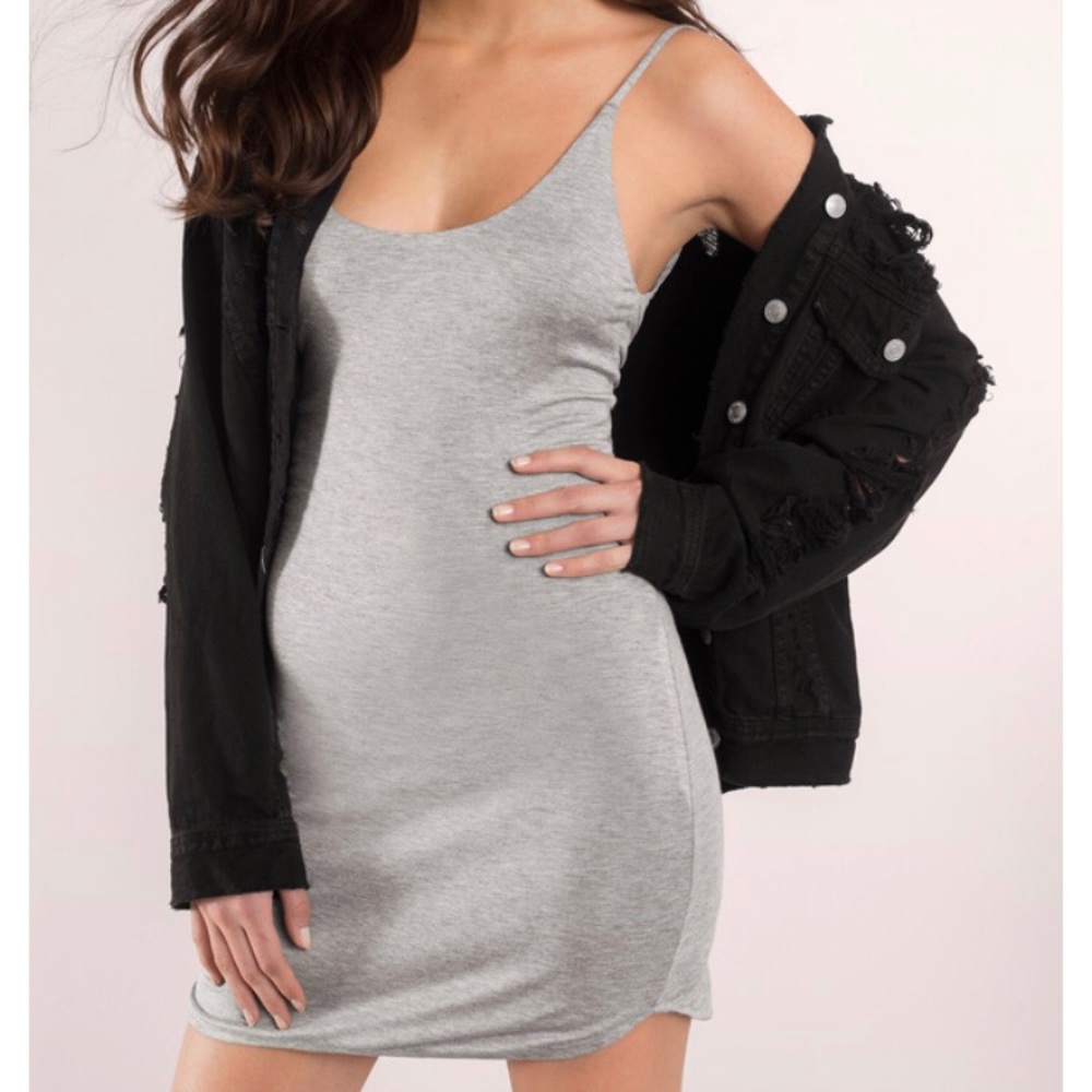 Tobi Low Back Gray Bodycon Dress (S)